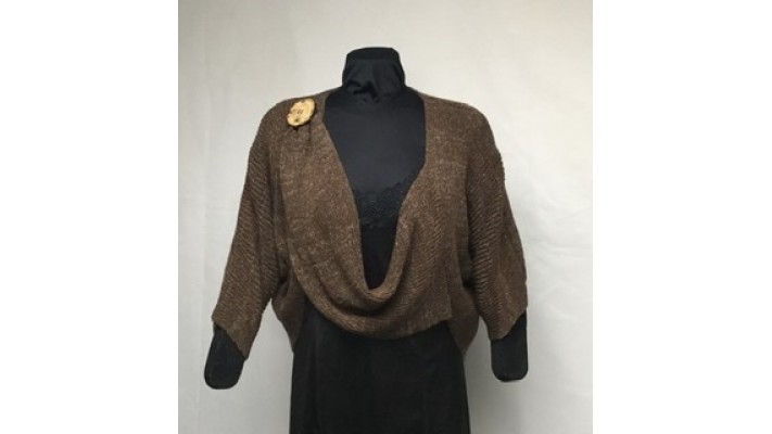 Boléro bouton brun tweed